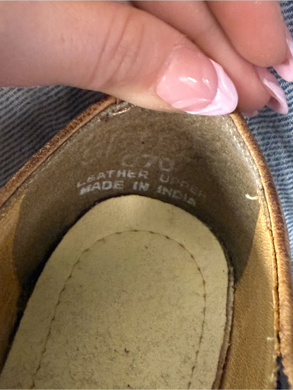 Women’s Brown Leather Western Slip-On Shoes Square Toe Size 7 Made in India - Picture 7 of 8